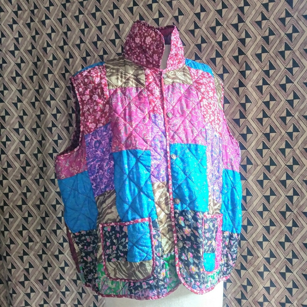 6 /$25! Indian Silk Sari Patchwork Vest Reversible